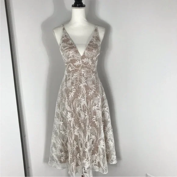 NWOT Dress The Population Elisa lace overlay fit and flare dress